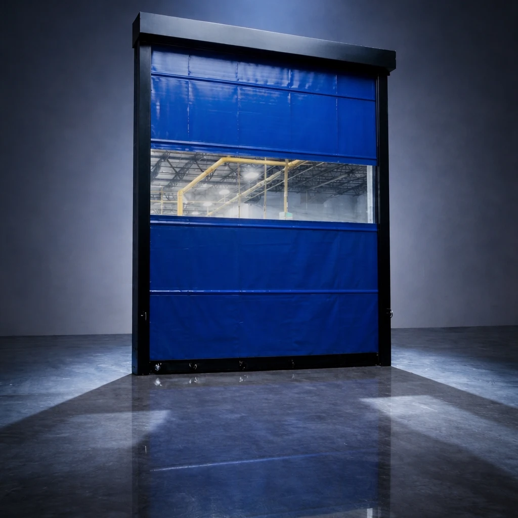 Puerta Rápida Disruptor enrollable PVC para cuartos frios, control de temperatura, separación de espacios, cadena de frio, cuartos blancos y cuartos limpios